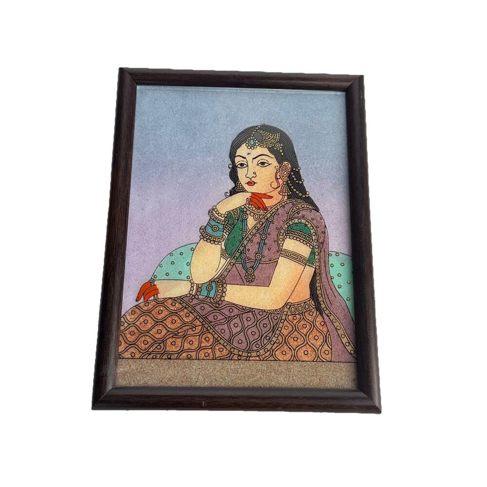 Indian Ethnic Art Handmade Crushed Gemstone Painting Wall Home Decor